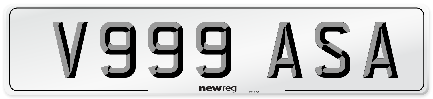 V999 ASA Number Plate from New Reg